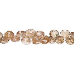 Bead, andalusite (natural), light, 5x4mm--7mm hand-cut top-drilled faceted puffed teardrop, B grade, Mohs hardness 7 to 7-1/2. Sold per 7-inch strand, approximately 65 beads.