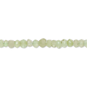 Bead, chrysoprase (natural), light, 4x3mm-5x4mm hand-cut faceted rondelle, C+ grade, Mohs hardness 6-1/2 to 7. Sold per 14-inch strand, approximately 120 beads.