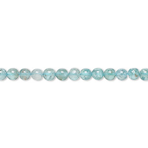 Bead, blue apatite (natural), 3-4mm hand-cut round, B grade, Mohs hardness 5. Sold per 13-inch strand, approximately 100 beads.