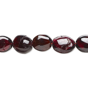 Bead, garnet (dyed), 8x7mm-12x10mm hand-cut puffed oval, B- grade, Mohs hardness 7 to 7-1/2. Sold per 13-inch strand, approximately 35 beads.