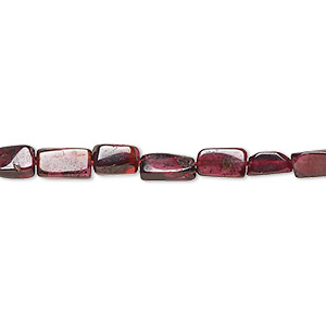 Bead, rhodolite garnet (dyed), 5x4mm-9x6mm hand-cut flat rectangle, C+ grade, Mohs hardness 7 to 7-1/2. Sold per 14-inch strand, approximately 65 beads.