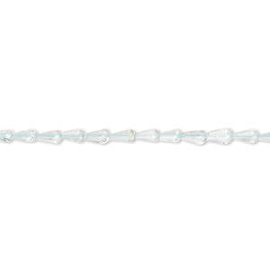 Bead, aquamarine (heated), 3x2mm-5x3mm hand-cut faceted teardrop, B- grade, Mohs hardness 7-1/2 to 8. Sold per 14-inch strand, approximately 100 beads.
