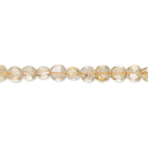 Bead, citrine (heated), 3-5mm hand-cut faceted puffed octagon, C grade, Mohs hardness 7. Sold per 14-inch strand.