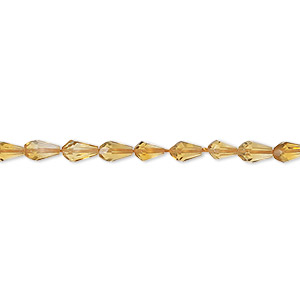 Bead, golden citrine (heated), 4x3mm-6x3mm hand-cut faceted teardrop, B+ grade, Mohs hardness 7. Sold per 15-inch strand, approximately 75 beads.