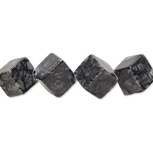 Bead, Picasso serpentine (natural), 12mm diagonally-drilled cube, B- grade, Mohs hardness 2-1/2 to 6. Sold per 15-inch strand.