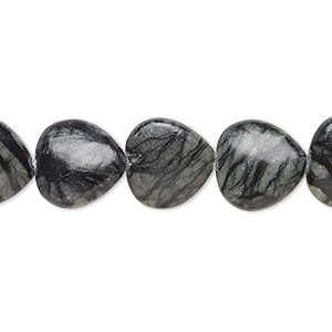 Bead, Picasso serpentine (natural), 12mm puffed teardrop, B- grade, Mohs hardness 2-1/2 to 6. Sold per 15-inch strand.