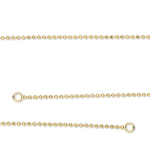 Chain, gold-plated copper, 1.2mm ball, 18 inches with springring clasp. Sold individually.