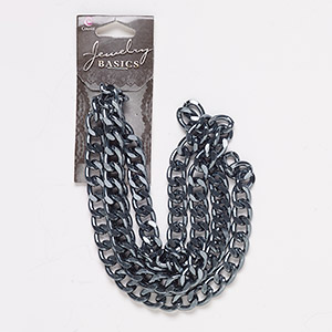 Chain, aluminum, steel blue, 8.5mm curb, 30 inches. Sold individually.
