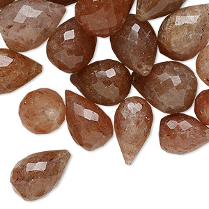 Bead mix, strawberry quartz (natural), 11x6mm-18x12mm hand-cut top-drilled faceted teardrop, B- grade, Mohs hardness 7. Sold per 2-ounce pkg, approximately 35 beads.