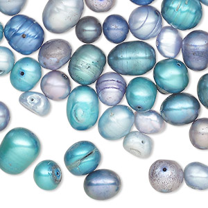 Pearl mix, cultured freshwater (dyed), multi-blue, 5-8mm mixed shape, D grade, Mohs hardness 2-1/2 to 4. Sold per 2-ounce pkg.