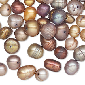 Pearl mix, cultured freshwater (dyed), multi-brown, 5-8mm mixed shape, D grade, Mohs hardness 2-1/2 to 4. Sold per 2-ounce pkg.