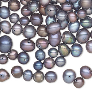 Pearl mix, cultured freshwater (dyed), dark peacock, 5-8mm mixed shape, D grade, Mohs hardness 2-1/2 to 4. Sold per 2-ounce pkg.