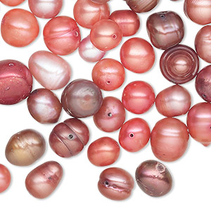 Pearl mix, cultured freshwater (dyed), multi-red, 5-8mm mixed shape, D grade, Mohs hardness 2-1/2 to 4. Sold per 2-ounce pkg.