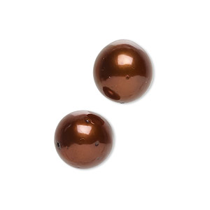 Pearl, cultured freshwater (dyed), bronze, 13-14mm semi-round, C grade, Mohs hardness 2-1/2 to 4. Sold per pkg of 2.
