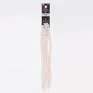 Bead, glass pearl, opaque light pink, 6mm and 8mm round. Sold per pkg of 126.