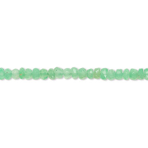 Bead, chrysoprase (natural), 3x2mm-4x3mm hand-cut faceted rondelle, B grade, Mohs hardness 6-1/2 to 7. Sold per 14-inch strand, approximately 190 beads.