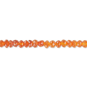 Bead, carnelian (dyed/heated), shaded, 4x2mm-4x3mm hand-cut faceted rondelle, B+ grade, Mohs hardness 6-1/2 to 7. Sold per 15-inch strand, approximately 140 beads.