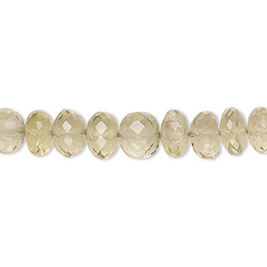 Bead, lemon quartz (heated), light to medium, 7x4mm-8x6mm hand-cut micro-faceted rondelle, B+ grade, Mohs hardness 7. Sold per 13-inch strand, approximately 75 beads.