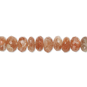 Bead, sunstone (natural), shaded, 7x4mm-8x5mm hand-cut rondelle, B+ grade, Mohs hardness 6 to 6-1/2. Sold per 8-inch strand, approximately 45 beads.