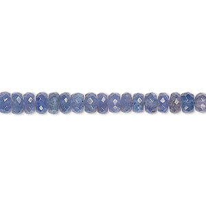 Bead, tanzanite (heated), 4x2mm-5x3mm hand-cut faceted rondelle, B grade, Mohs hardness 6-7. Sold per 14-inch strand, approximately 120 beads.