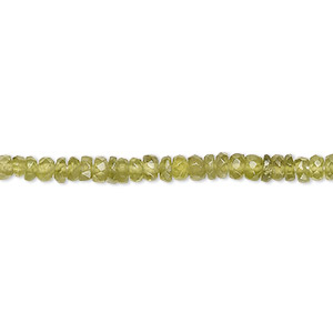 Bead, vesuvianite (natural), 3x1mm-4x2mm hand-cut faceted rondelle, B grade, Mohs hardness 6-1/2. Sold per 13-inch strand, approximately 170 beads.
