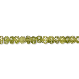 Bead, vesuvianite (natural), 4x2mm-5x4mm hand-cut faceted rondelle, B grade, Mohs hardness 6-1/2. Sold per 13-inch strand, approximately 115 beads.