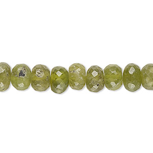 Bead, vesuvianite (natural), 7x4mm-8x6mm hand-cut faceted rondelle, C grade, Mohs hardness 6-1/2. Sold per 14-inch strand, approximately 70 beads.