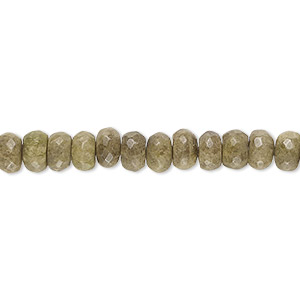 Bead, epidote (natural), 6x4mm hand-cut faceted rondelle, B- grade, Mohs hardness 6-7. Sold per 14-inch strand, approximately 75 beads.