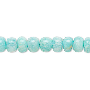 Bead, amazonite (natural), 7x4mm-8x6mm hand-cut rondelle, B+ grade, Mohs hardness 6 to 6-1/2. Sold per 14-inch strand, approximately 65 beads.
