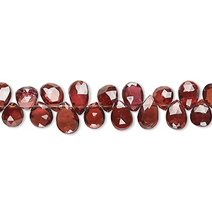 Bead, garnet (natural), 5x4-7x5mm hand-cut top-drilled faceted puffed teardrop, B+ grade, Mohs hardness 7 to 7-1/2. Sold per 8-inch strand, approximately 80 beads.
