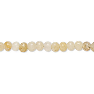 Bead, golden &quot;jade&quot; (quartz) (natural), 4x3mm-5x4mm hand-cut rondelle, C grade, Mohs hardness 7 to 7-1/2. Sold per 14-inch strand, approximately 100 beads.