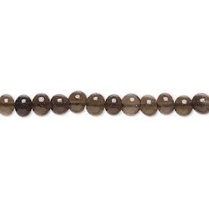 Bead, smoky quartz (heated/irradiated), dark, 4x3mm-5x4mm hand-cut rondelle, C grade, Mohs hardness 7. Sold per 14-inch strand, approximately 95 beads.