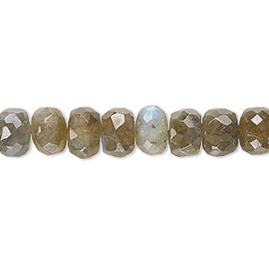 Bead, labradorite (oiled), dark, 7x4mm-8x6mm hand-cut faceted rondelle, B- grade, Mohs hardness 6 to 6-1/2. Sold per 14-inch strand, approximately 70 beads.