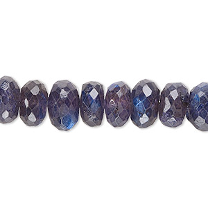 Bead, blue labradorite (coated), 9x4mm-11x6mm hand-cut faceted rondelle, B- grade, Mohs hardness 6 to 6-1/2. Sold per 14-inch strand, approximately 60 beads.