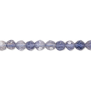 Bead, iolite (natural), 5mm hand-cut faceted round, B grade, Mohs hardness 7 to 7-1/2. Sold per 13-inch strand, approximately 70 beads.