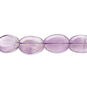 Bead, amethyst (natural), light to medium, 12x8mm-15x10mm hand-cut puffed oval, C grade, Mohs hardness 7. Sold per 14-inch strand, approximately 30 beads.
