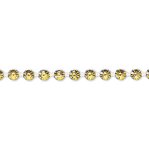 Cupchain, Vintage Crystal&#153;, imitation rhodium-plated brass, citrine, 3.4mm round. Sold per 1-meter section.