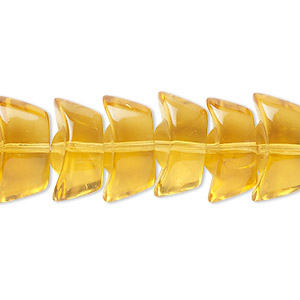 Bead, glass, transparent light honey, 15x7mm ingot. Sold per 12-inch strand.