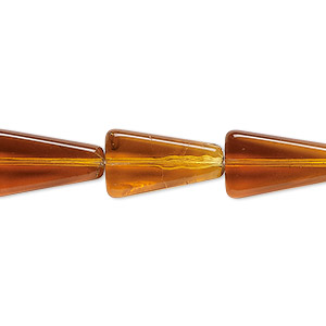 Bead, glass, transparent honey, 16x8mm-17x10mm flat triangle. Sold per 13-inch strand.