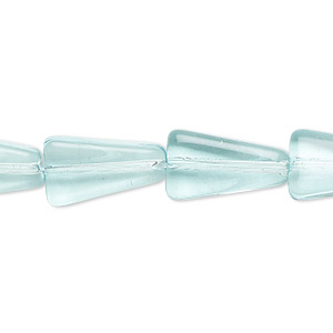 Bead, glass, transparent light aqua blue, 16x16mm flat triangle. Sold per 13-inch strand, approximately 20 beads.