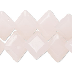 Bead, glass, translucent light pink, 18x15mm-19x16mm top-drilled beveled diamond. Sold per 10-inch strand, approximately 40 beads.