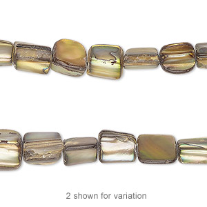 Bead, mother-of-pearl shell (dyed), brass, small to medium chip, Mohs hardness 3-1/2. Sold per pkg of (2) 15-inch strands.