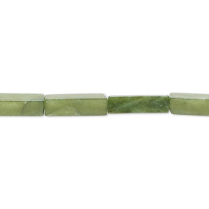 Bead, quartz (dyed), forest green, 13 x 4mm rectangle, C grade, Mohs hardness 7. Sold per 15-inch strand, approximately 30 beads.
