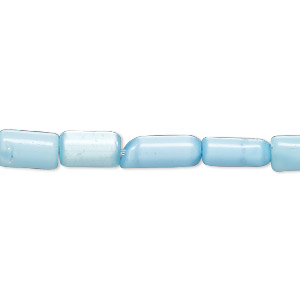 Bead, cat&#39;s eye glass (fiber optic glass), sky blue, 8x4mm-9x5mm round tube. Sold per 14-inch strand, approximately 45 beads.