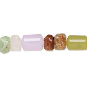 Bead, multi-gemstone (natural/dyed/manmade), mixed colors, 12x8mm round tube, Mohs hardness 3-7. Sold per 15-inch strand, approximately 50 beads.