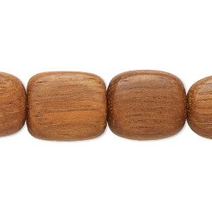 Bead, bayong wood (waxed), 16mm flat square. Sold per 15-1/2&quot; to 16&quot; strand.