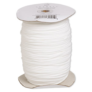 Cord, elastic, white, 3mm round, 35-pound test. Sold per 250-meter spool.