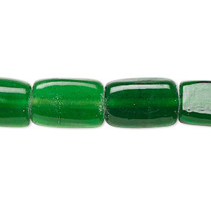 Bead, Czech glass, translucent green, 16x11mm flat rectangle. Sold per 8-inch strand, approximately 10 beads.