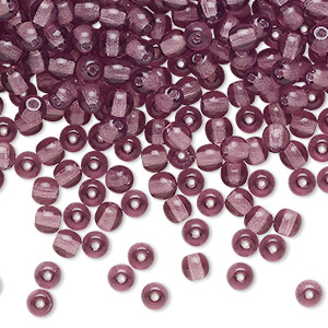 Bead, Czech pressed glass, translucent amethyst, 4mm round. Sold per 2-ounce pkg, approximately 810 beads.