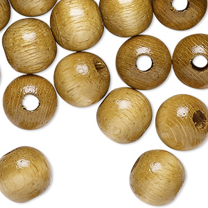 Bead, wood (dyed/waxed), khaki, 12mm round. Sold per pkg of 250.